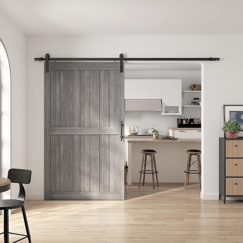Sanding 30in./32in./36in./42in./48in.x 84in.MDF Barn Door With Sliding Hardware Kit ,Covered with Water-Proof PVC Surface