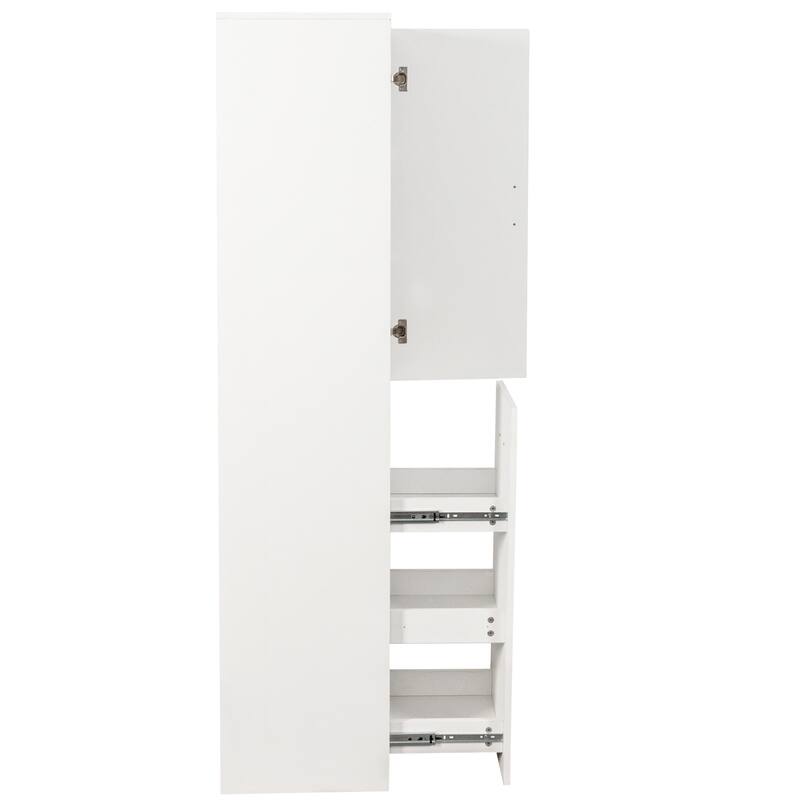 Tall Kitchen Pantry Cabinet with 3-Tier Pull-Out Storage Shelf, Freestanding Organizer with Door