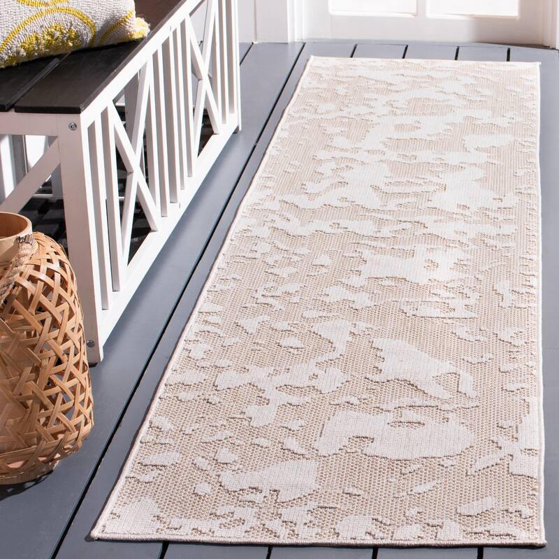 SAFAVIEH Global Dilja Indoor/ Outdoor Modern Rug - 2'2" x 8' Runner - Beige/Light Beige