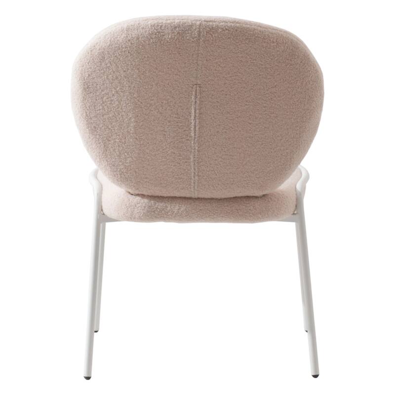 Celestial Modern Boucle Dining Chairs - Upholstered Accent Side Chairs with White Powder-Coated Iron Frame Set of 2