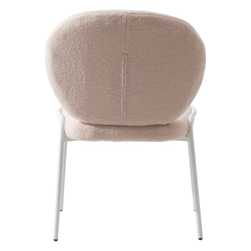 Celestial Modern Boucle Dining Chairs - Upholstered Accent Side Chairs with White Powder-Coated Iron Frame Set of 4