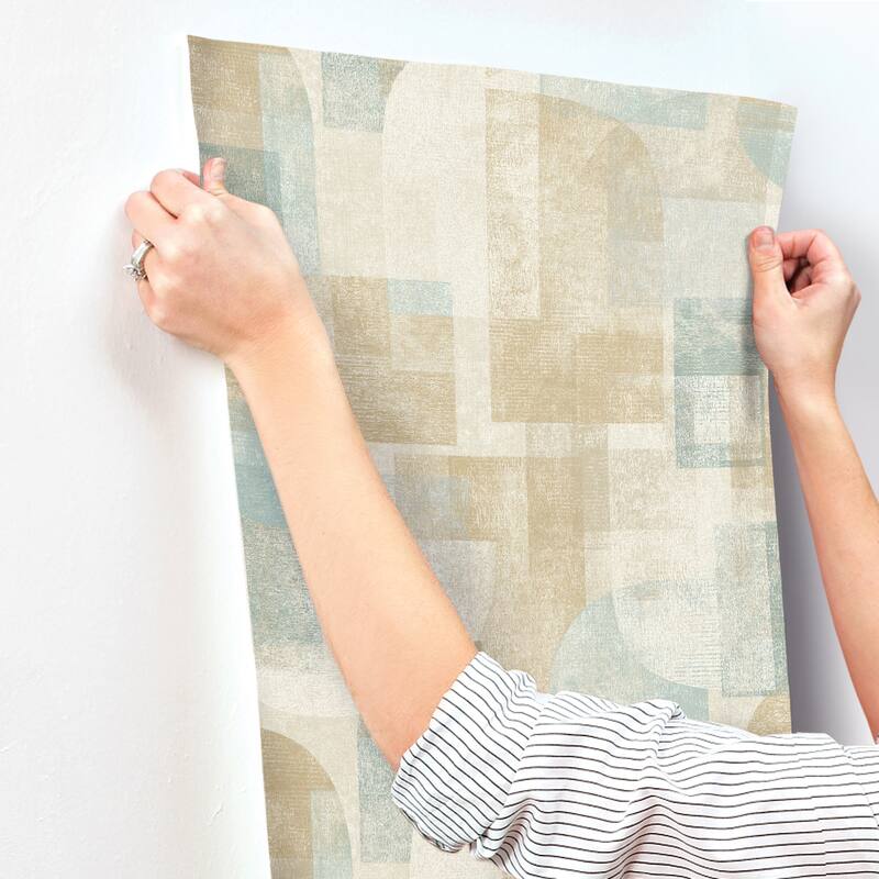 Chesapeake Cassandra Teal Block Geometric Wallpaper