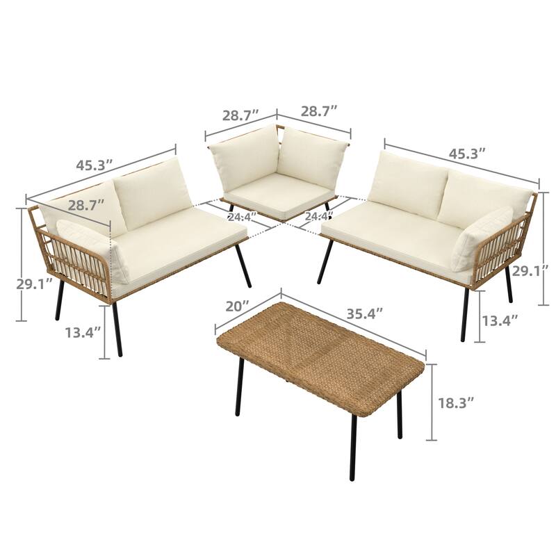 Moasis Outdoor Patio All-Weather Wicker Loveseat/Bistro Set/Sectional Sofa with Cushions and Lumbar Pillows