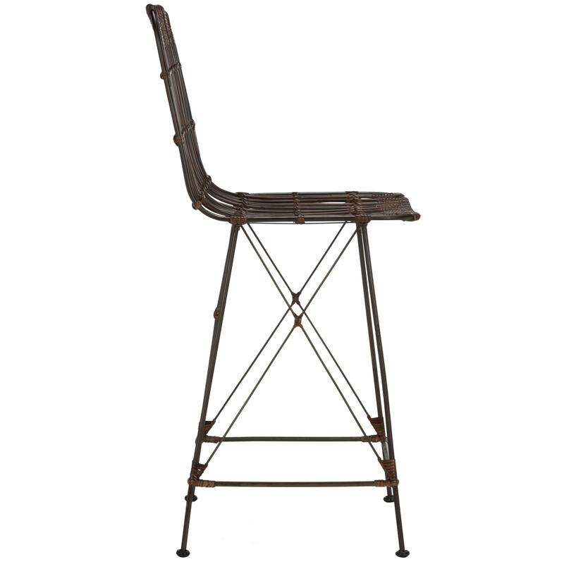 SAFAVIEH Shinako 37.5-inch Wicker Croco Brown Counter Stool (Set of 2) - 18.1" x 20.9" x 37.4" - 18Wx21Dx37H