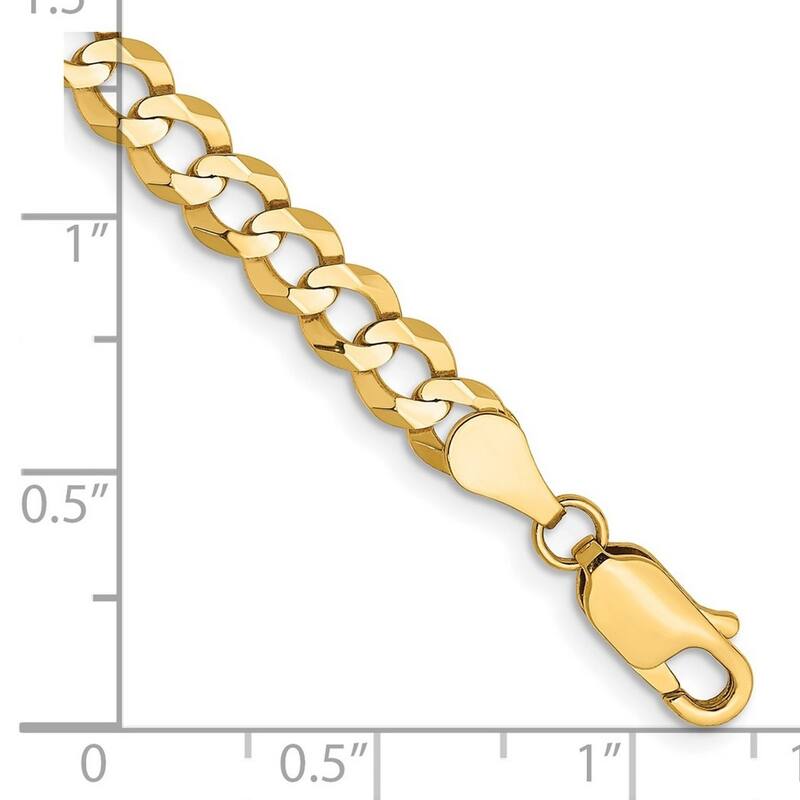 Curata 10k Yellow Gold Unisex 4.7mm Lightweight Flat Miami Curb Chain Bracelet Options: 7" 8" 9"