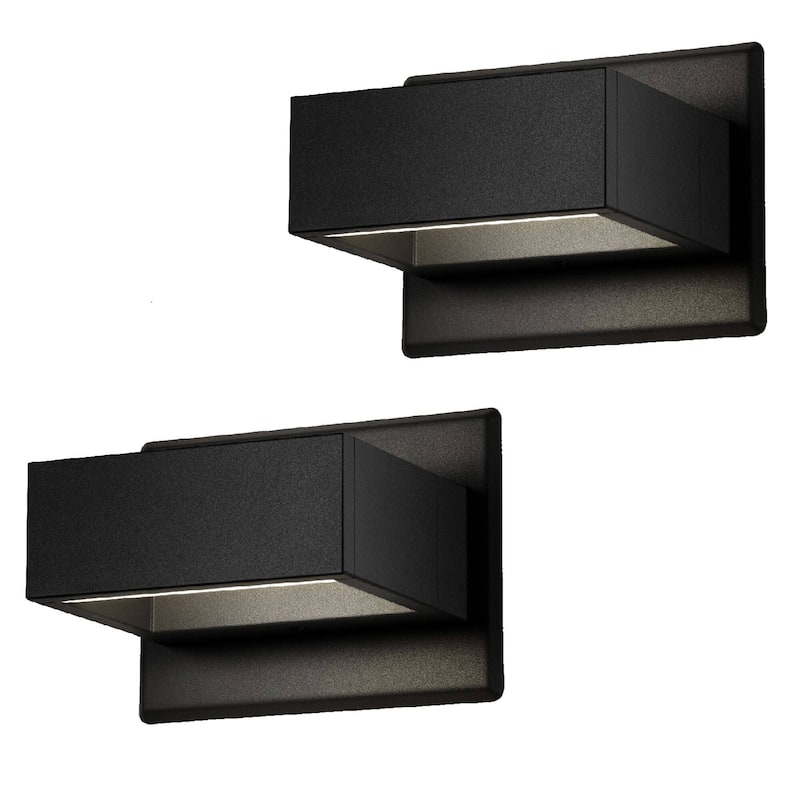 2 Pack Wall Light Outdoor LED Wall Wall Sconce Lighting Lantern - Black