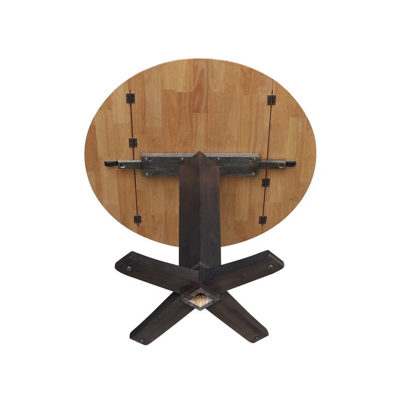 42 in Solid Wood Round Dual Drop Leaf Pedestal Counter Height Dining Table