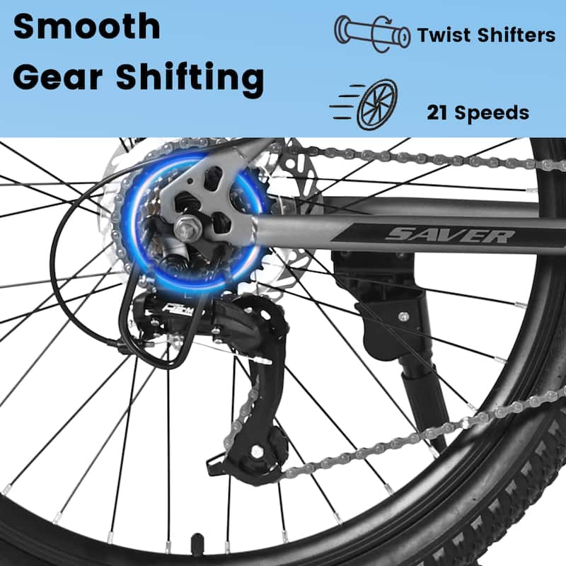 Kids' Mountain Bike - Steel Frame, Shimano Gears, Dual Disc Brakes, Front Suspension - 24