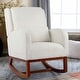 preview thumbnail 1 of 28, Nursery Rocking Chair High Back Armchair with Side Pocket Rubber Wood Legs and Pillow Flannel Chair for Living Room/Bedroom White-1-piece