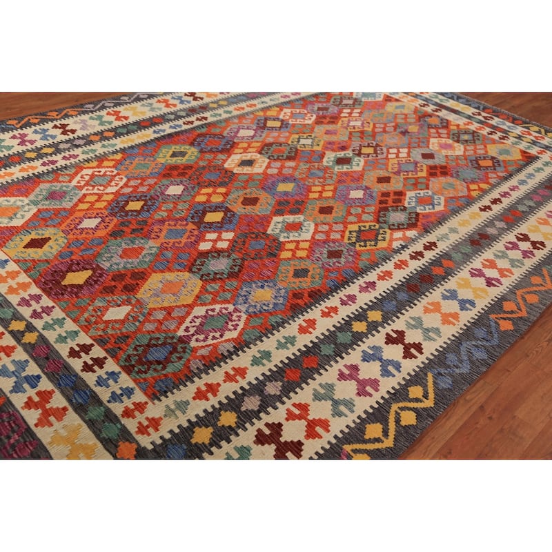 All-Over Kilim Oriental Area Rug Flatweave Southwestern Wool Carpet - 8'3"x 11'9"