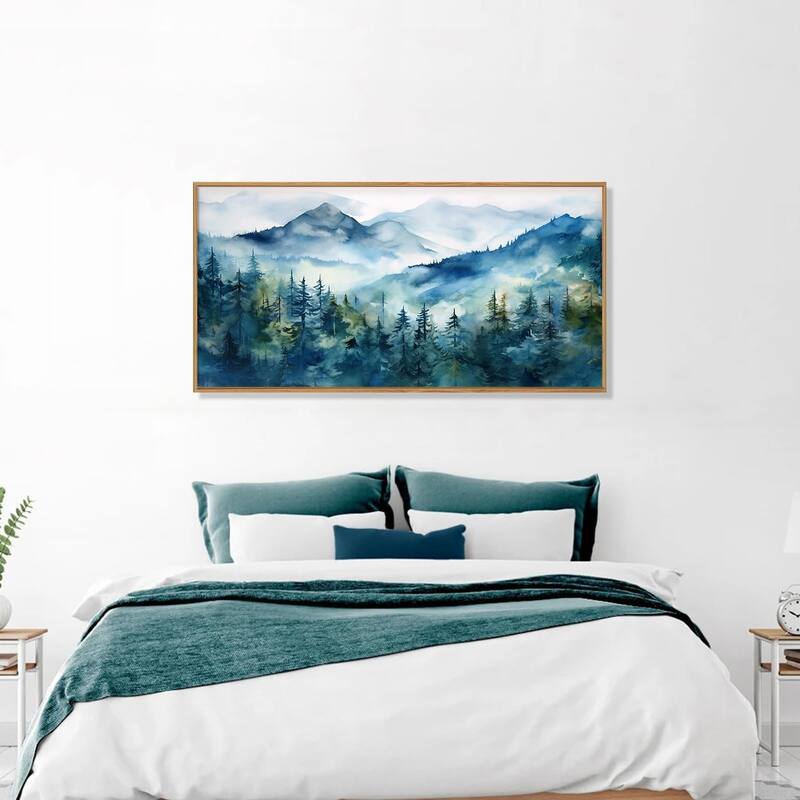 Natural Landscape Wall Decor, Green Pines Trees Wall Painting