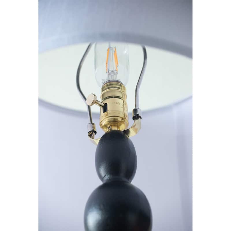 D15x29.5" Black and White Table Lamp with Round Four Tiered Body