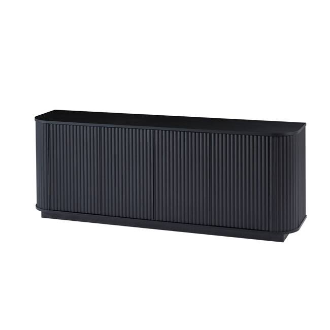 Wave-Patterned Sideboard Storage Cabinet - Wooden TV Stand With Vertical Stripes For Kitchen, Bedroom Or Entryway