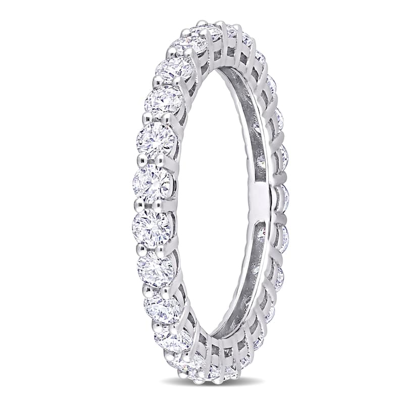 Miadora 1 1/2ct DEW Moissanite Stackable Full-Eternity Band Ring in 10k White Gold