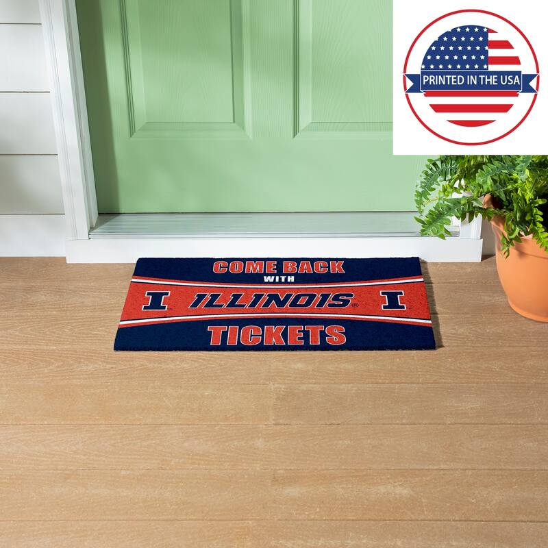 University of Illinois 28 in. x 16 in. PVC "Come Back With Tickets" Trapper Door Mat
