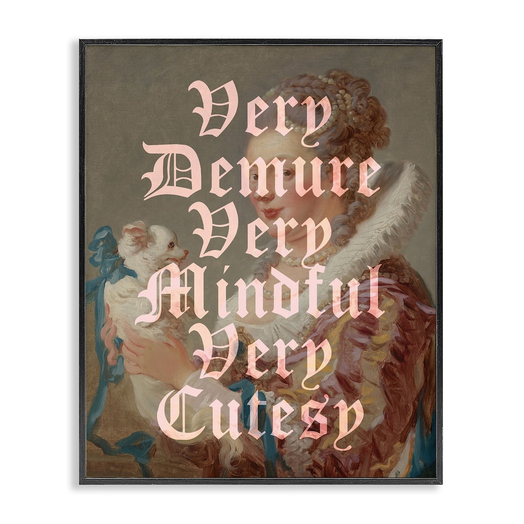 Stupell Vintage Demure & Mindful Framed Giclee Art Design By Lil' Rue