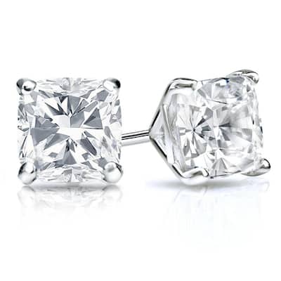 Auriya 14k Gold 2ctw Cushion Cut Diamond Stud Earrings Martini-set (H-I, SI1-SI2)