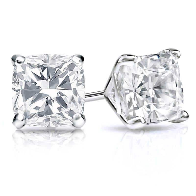 Auriya 14k Gold 2ctw Cushion Cut Diamond Stud Earrings (H-I, SI1-SI2)