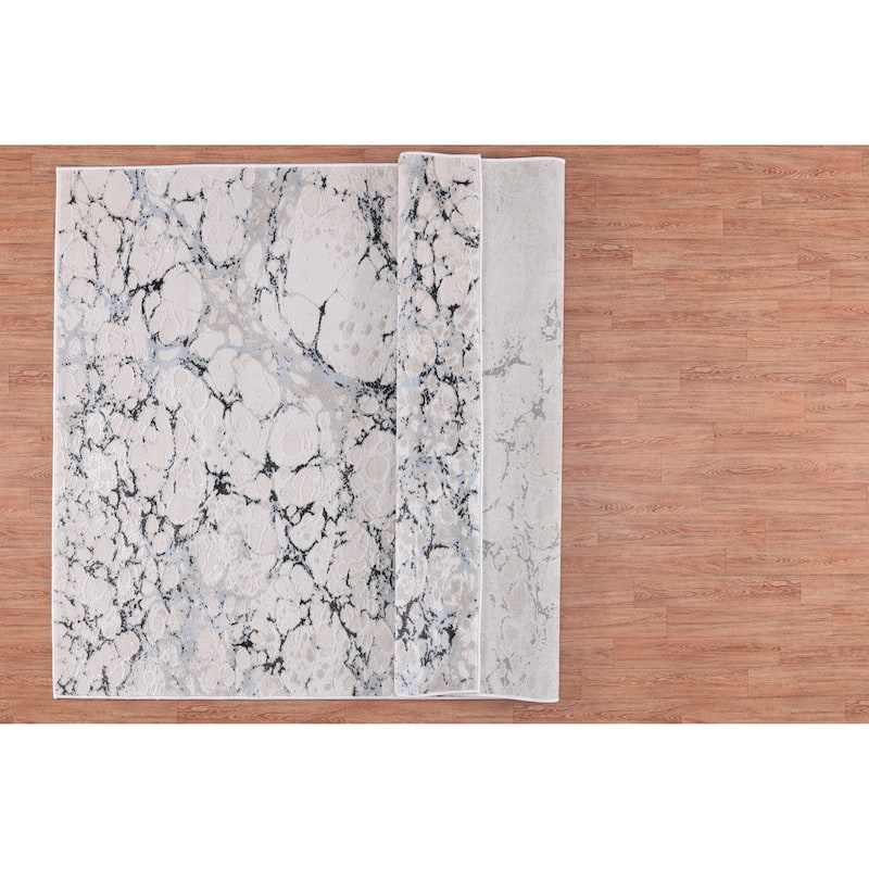 Ilios Collection Textured Abstract Rug - 2' x 3' - Blue and Grey