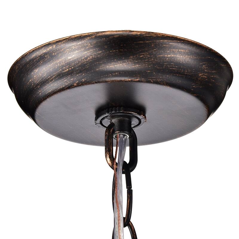 Cone Shape 4-light Antique Copper Crystal Chandelier