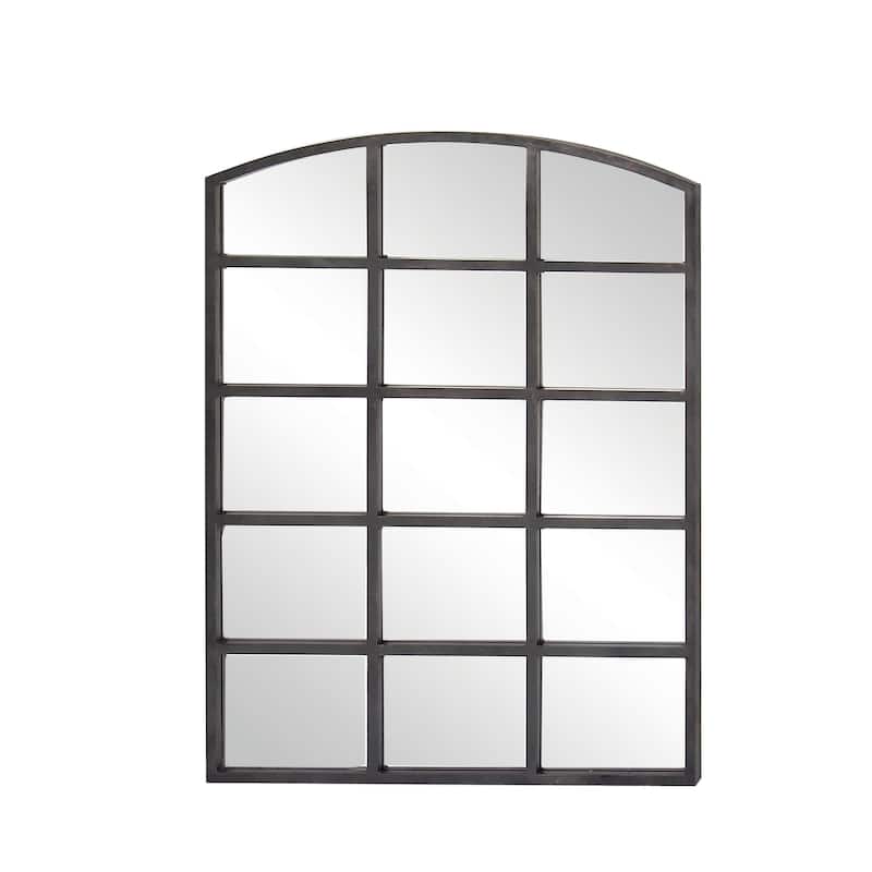 Metal Window Pane Inspired Room Wall Mirror with Arched Top - Roche River Decor