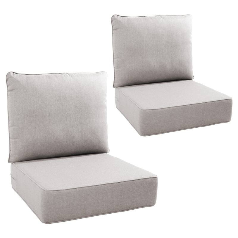 Gymojoy 24"x22"x6" Patio Thick Cushions & Pillows Set - Deep Seat Indoor/Outdoor Water & Fade Resistant - Two Sets - Beige