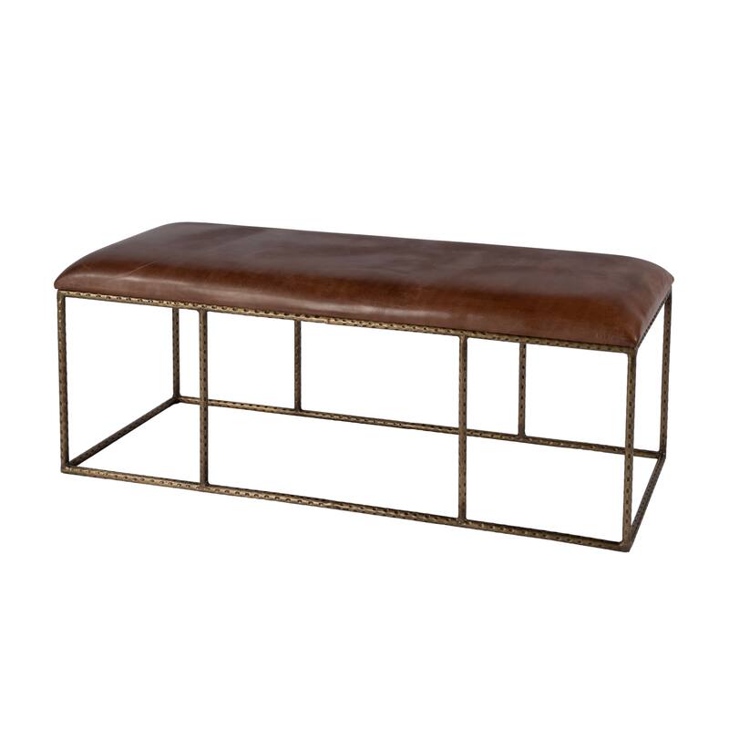 Lloyd 48 in. W Leather and Iron Backless Upholstered Bench - Brown