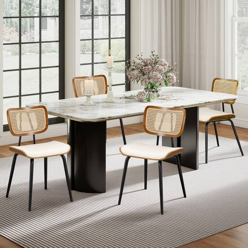 Faux Leather Upholstered Dining Chairs Set of 2/4 - 33.5"H x 19.3"W x 23"D