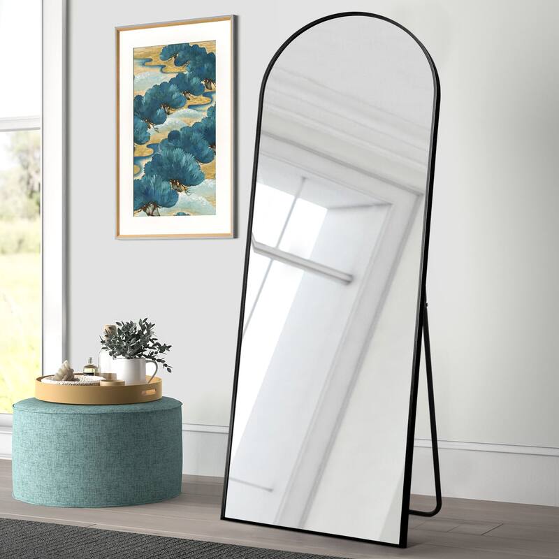 Arched Metal Mirror Full-length Floor Mirror with Bracket