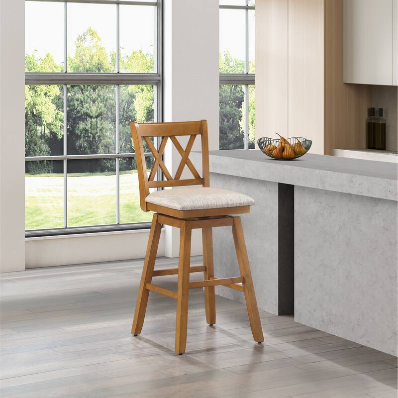 Brookline Wooden Linen Swivel Dining Room Barstool