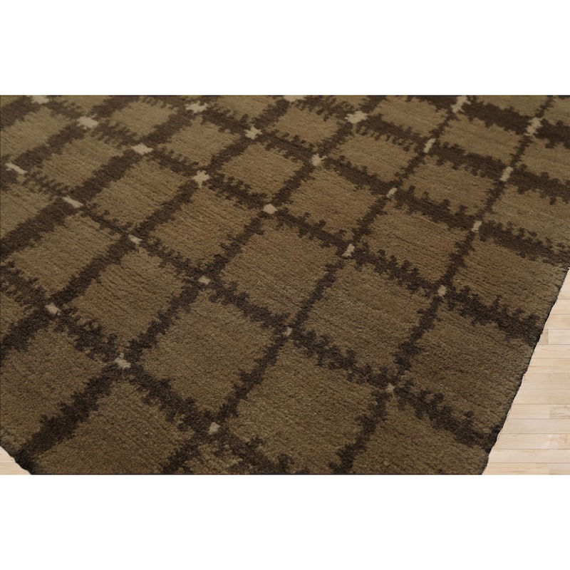 7'11''x8'1'' Tibetano Hand Knotted Wool Ivory Modern & Contemporary Sunburst Rug - 7' 11'' x 8' 1''