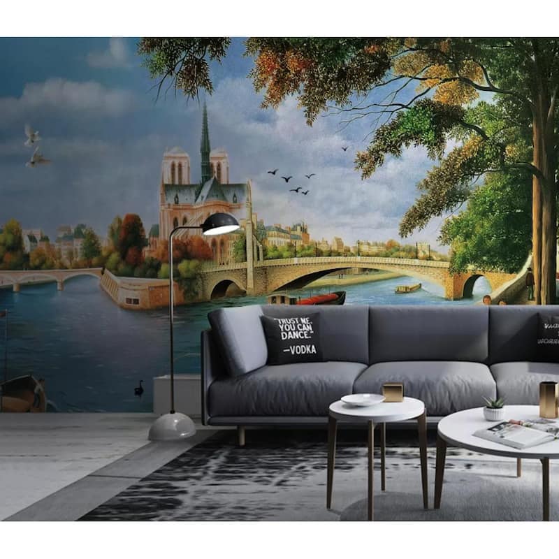 GK Wall Design Watercolor Historical City View Ancient Architecture City Landscape Removable Wallpaper
