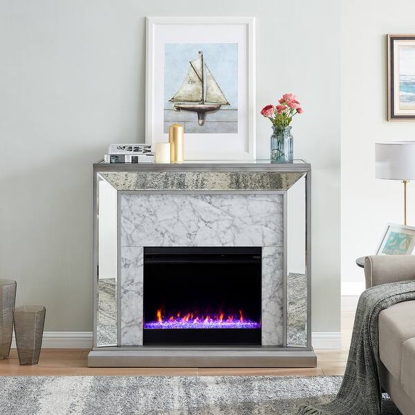Shop Silver Orchid Tranton Glam Mirror Fireplace With Color