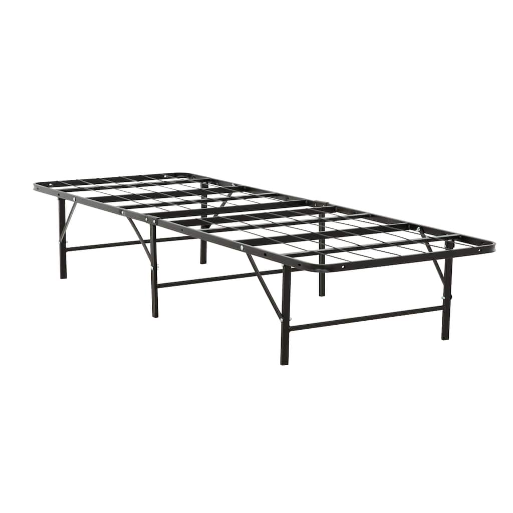 Twin XL Solid Metal Bed Frame with Mattress Support and Under-Bed Storage, Black