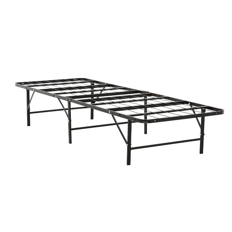 Twin XL Solid Metal Bed Frame with Mattress Support and Under-Bed Storage, Black - Black
