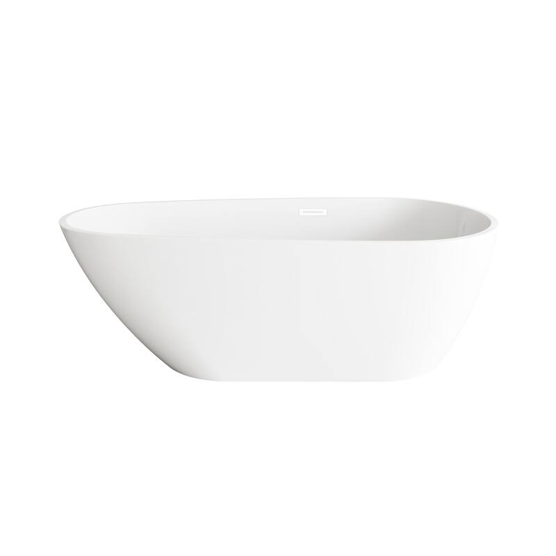 Hillary Bathtub in Glossy White - Glossy White with Polished White Trim - 67"