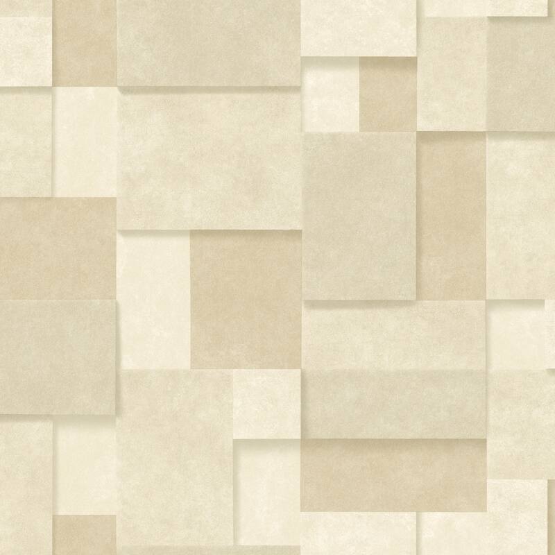 A-Street Prints Duchamp Wheat Metallic Squares Wallpaper