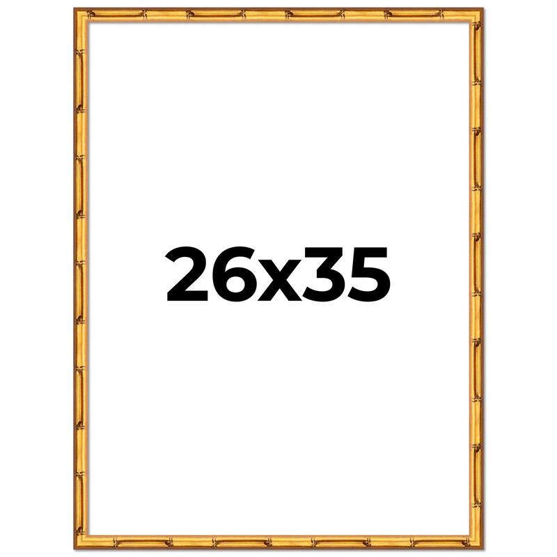 26x35 Frame Gold Bamboo Picture Frame Modern Photo Frame Includes UV Acrylic Shatter Guard Front Acid Free Foam Backing Board
