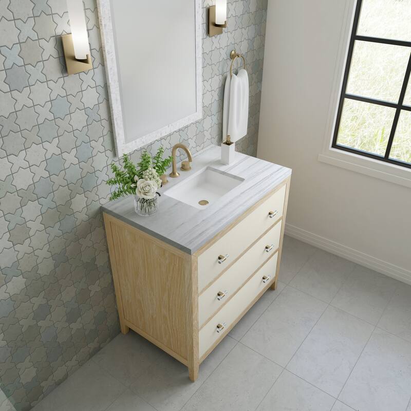 James Martin Vanities Celeste 36" Single Vanity, Sunwashed Oak with Embossed Shagreen