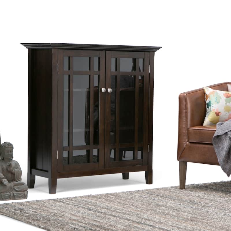 WYNDENHALL Freemont SOLID WOOD 39 inch Wide Transitional Medium Storage Cabinet - 42.2"h x 39"w x 17"d - Dark Tobacco Brown
