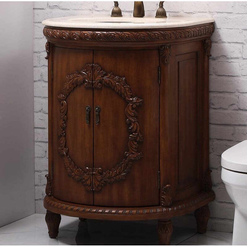 25" Single Bathroom Vanity Set - 25"L x 21.5"D x 35"H - Teak