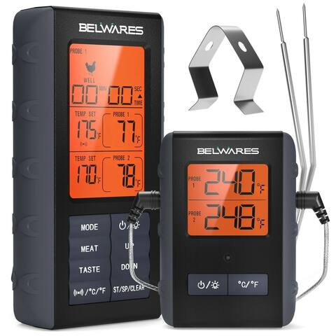 Digital Wireless Meat Thermometer with Dual Probe for Smoker Grill BBQ