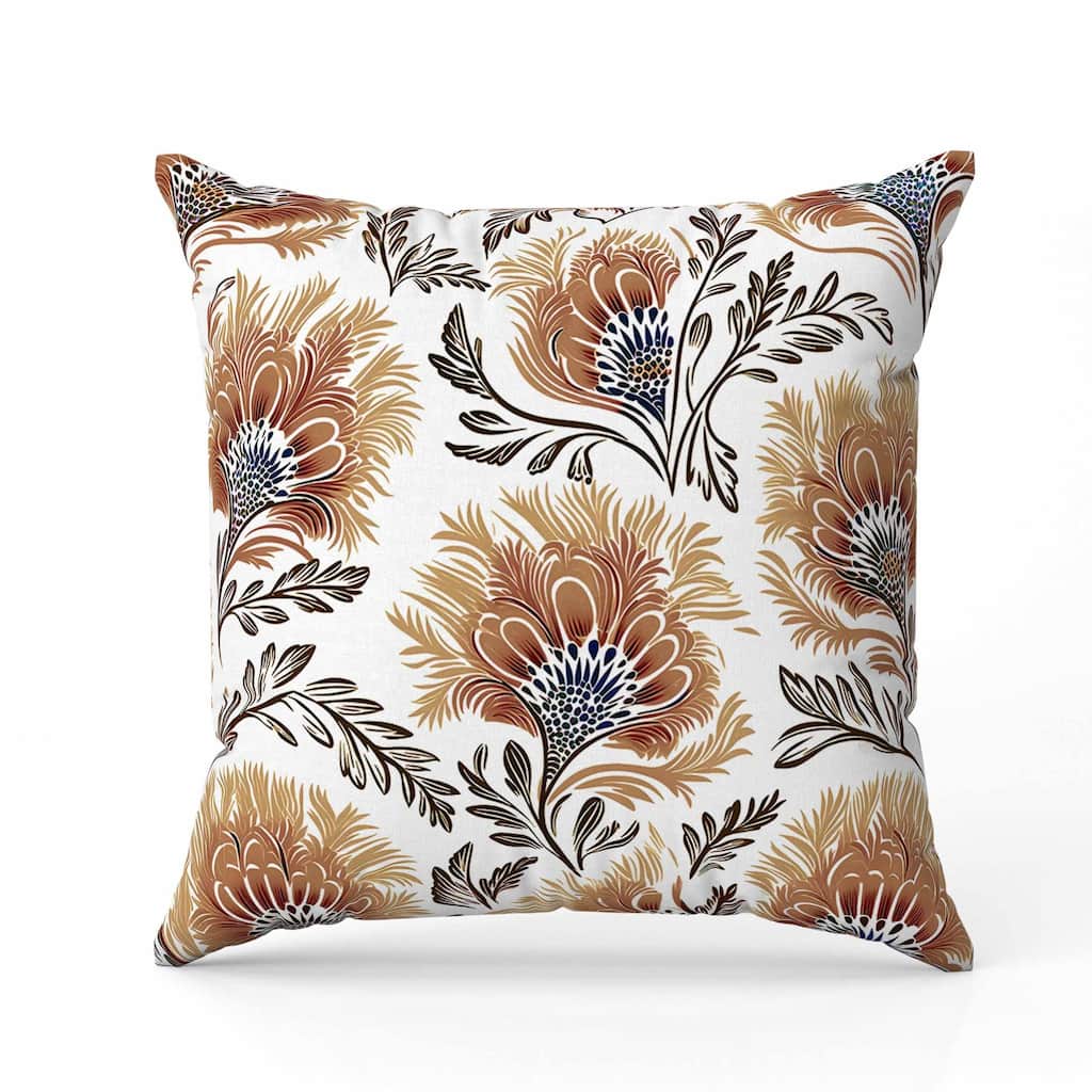 Whimsical Wilds Indoor/Outdoor Reversible Throw Pillow White and Brown