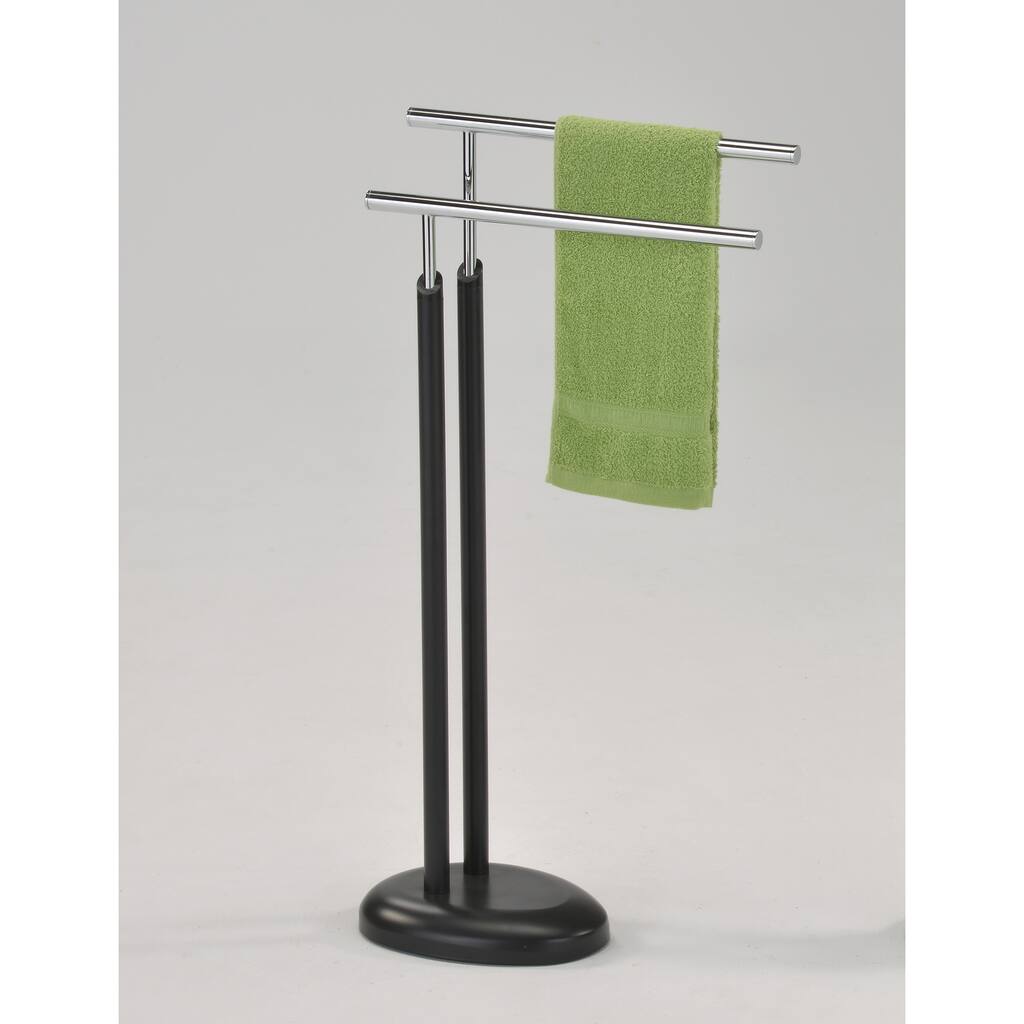 Metal Freestanding Towel Rack Stand, Gray/Chrome