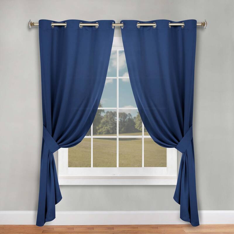 Superior Solid Machine Washable Room Darkening Blackout Curtains with Back Tabs, Set of 2