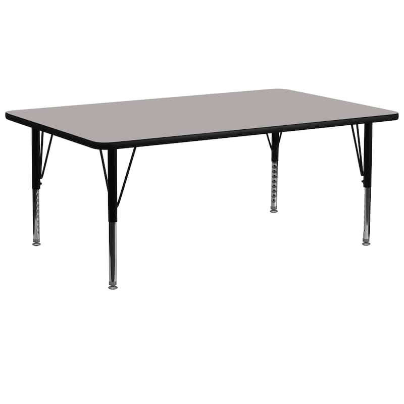 30''W x 72''L Rectangular HP Laminate Activity Table - Adjustable Short Legs - Gray