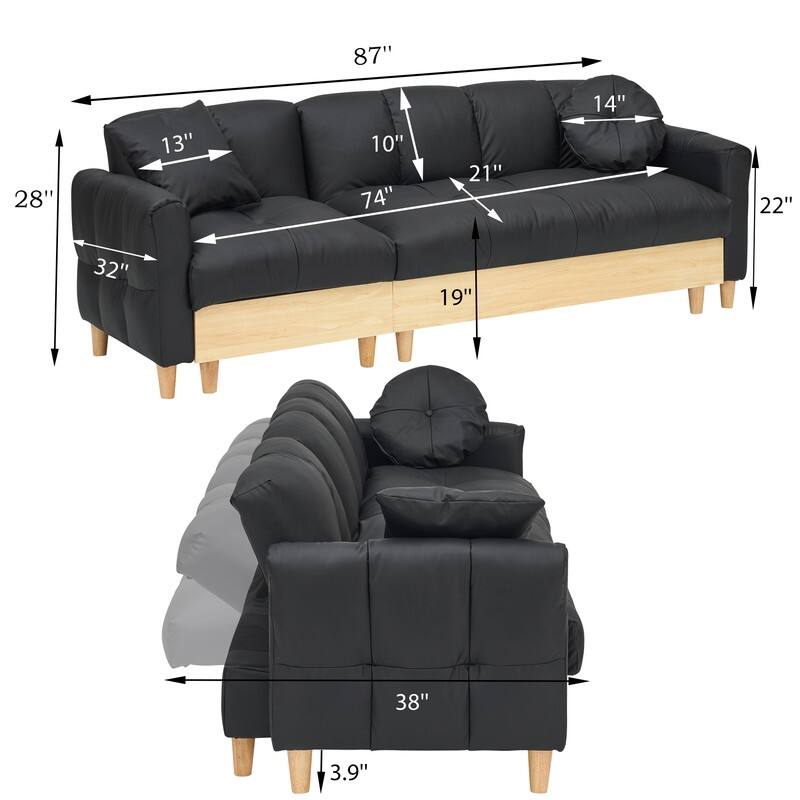 87" Tech Fabric, Teddy Velvet Upholstered Sofa Bed with Storage
