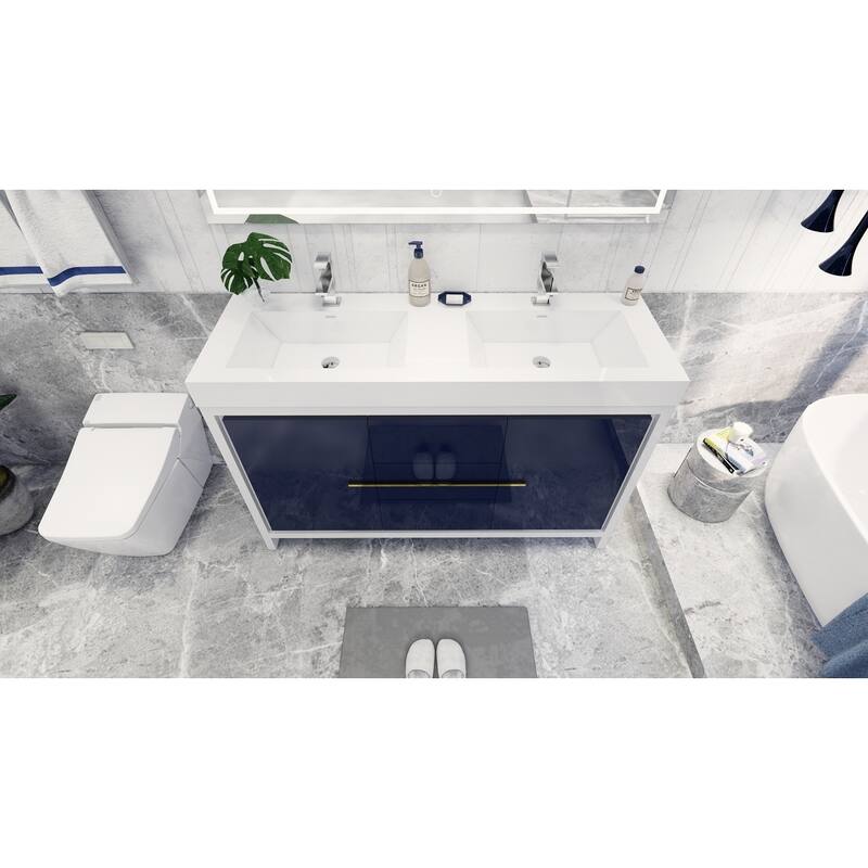 Dove 60'' Freestanding Vanity with Double Reinforced Acrylic Sink