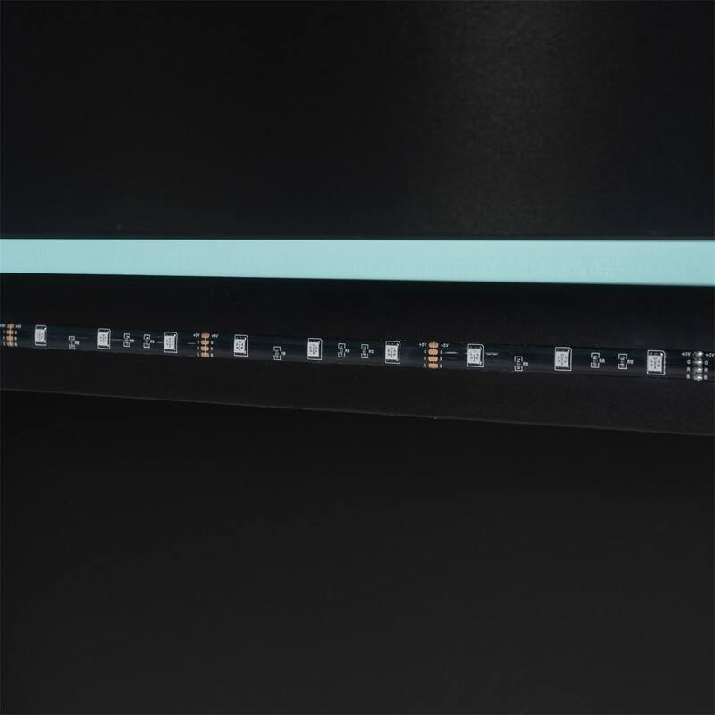 Full Size Loft Bed with Bulit-in Desk and RGB Light, Wooden Loft Bedframe w/ Multi-storage Shelves & Ladder, Kids Playhouse Bed