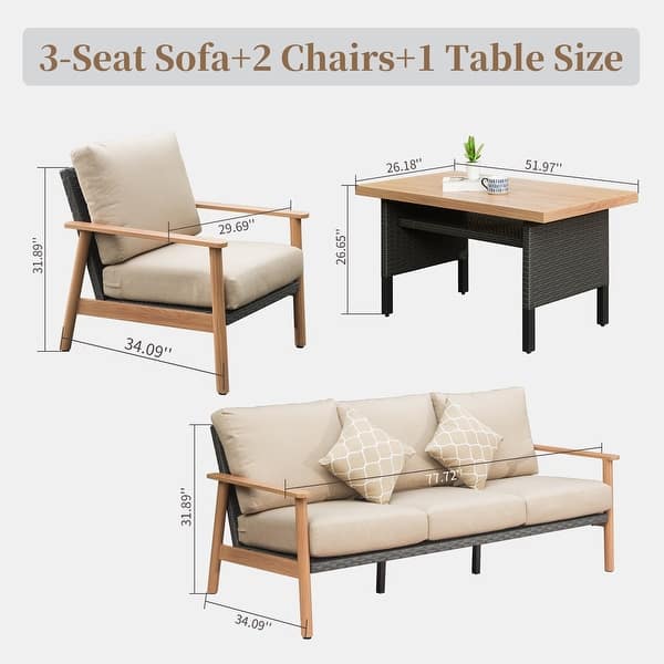 dimension image slide 1 of 3, Domioutdoorliving 5 -Person Outdoor Seating Group with Cushions